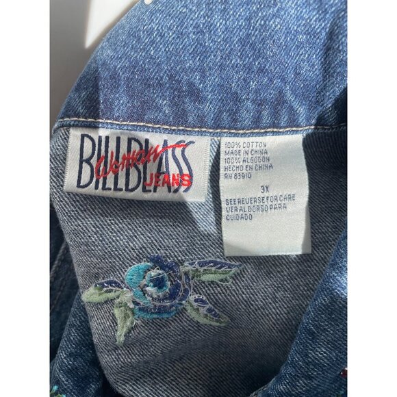 Bill Blass Womens Denim Vest 3X Floral Embroidery Button Front Cotton Blue NWT - Picture 6 of 9